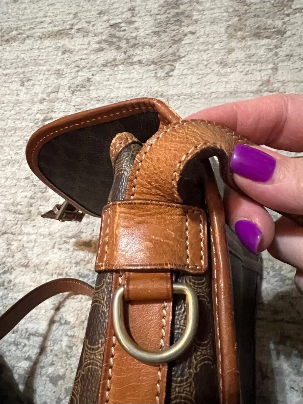 Authentic Celine Brown Monogram Crossbody Bag with Tan Leather Trim - Picture 16 of 16